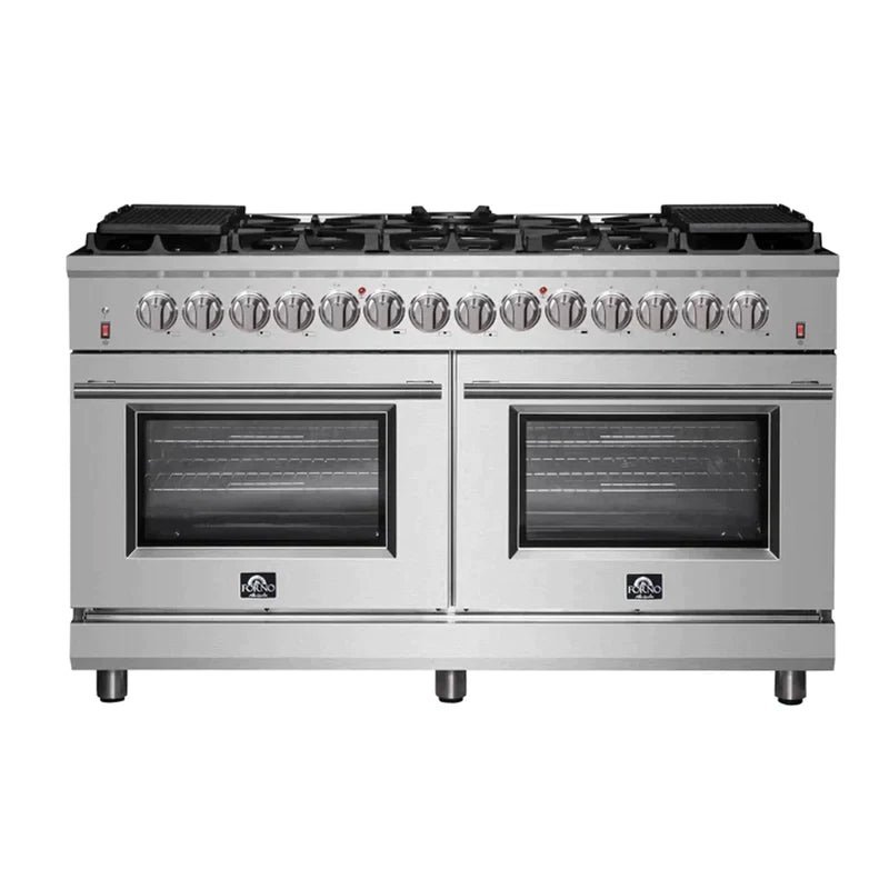 FORNO Massimo 60-Inch Freestanding Dual Fuel Range in Stainless Steel  FFSGS6125-60-96995