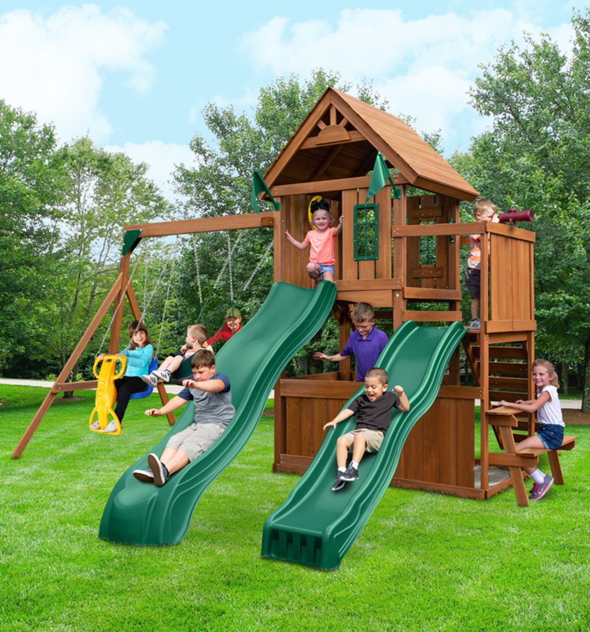 Swing-N-Slide Knightsbridge Deluxe Wooden Outdoor Swing Set-52714