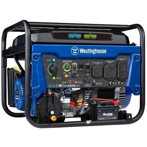 Westinghouse WGen5300DFc  5300 Watt Electric Start Dual-Fuel Portable Generator w/ Wireless Remote Start, RV Outlet & CO Sensor (49-State)-69841