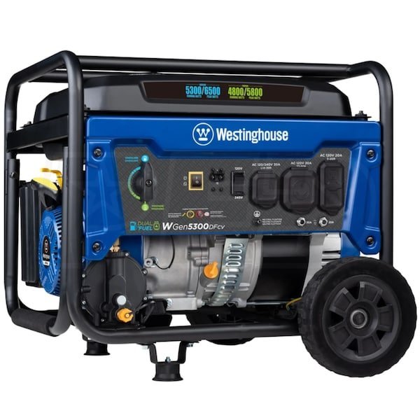 Westinghouse WGen5300DFcv  5300 Watt Dual-Fuel Portable Generator w/ RV Outlet & CO Sensor (49-State)-59373