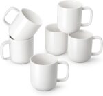 vancasso Porcelain Coffee Mugs Set, 16 oz Ceramic Coffee Cups for Americano Hot Tea Iced Coffee Cold Brew Cocoa Milk Mugs Set of 6, Dishwasher & Microwave Safe, White