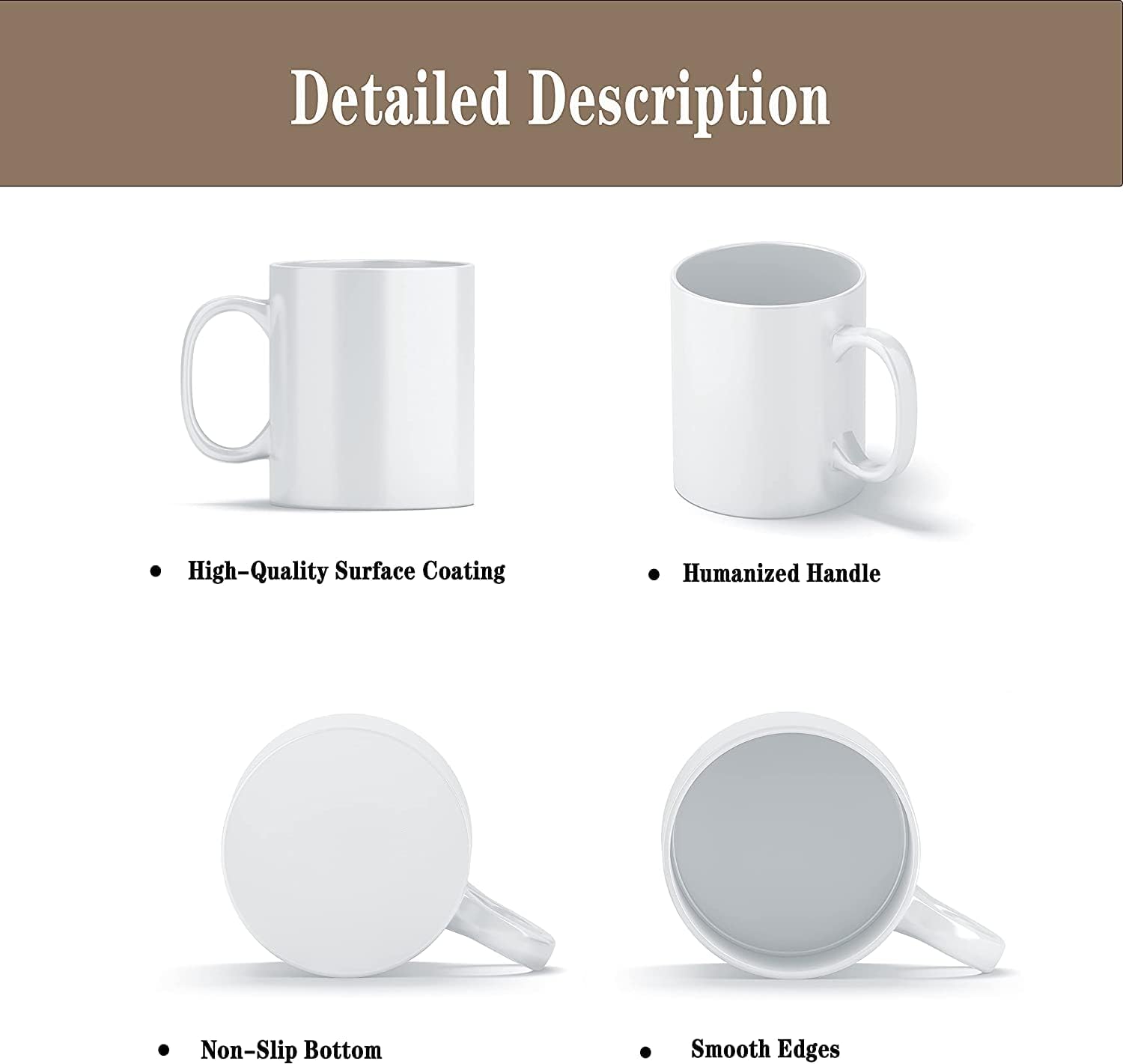 TANGLONG Sublimation Mugs 15 oz, Sublimation Blanks, Bulk Coffee Mugs,White Cups for Coffee,Latte, Soup, Milk, Hot Cocoa Set of 12 - Image 3