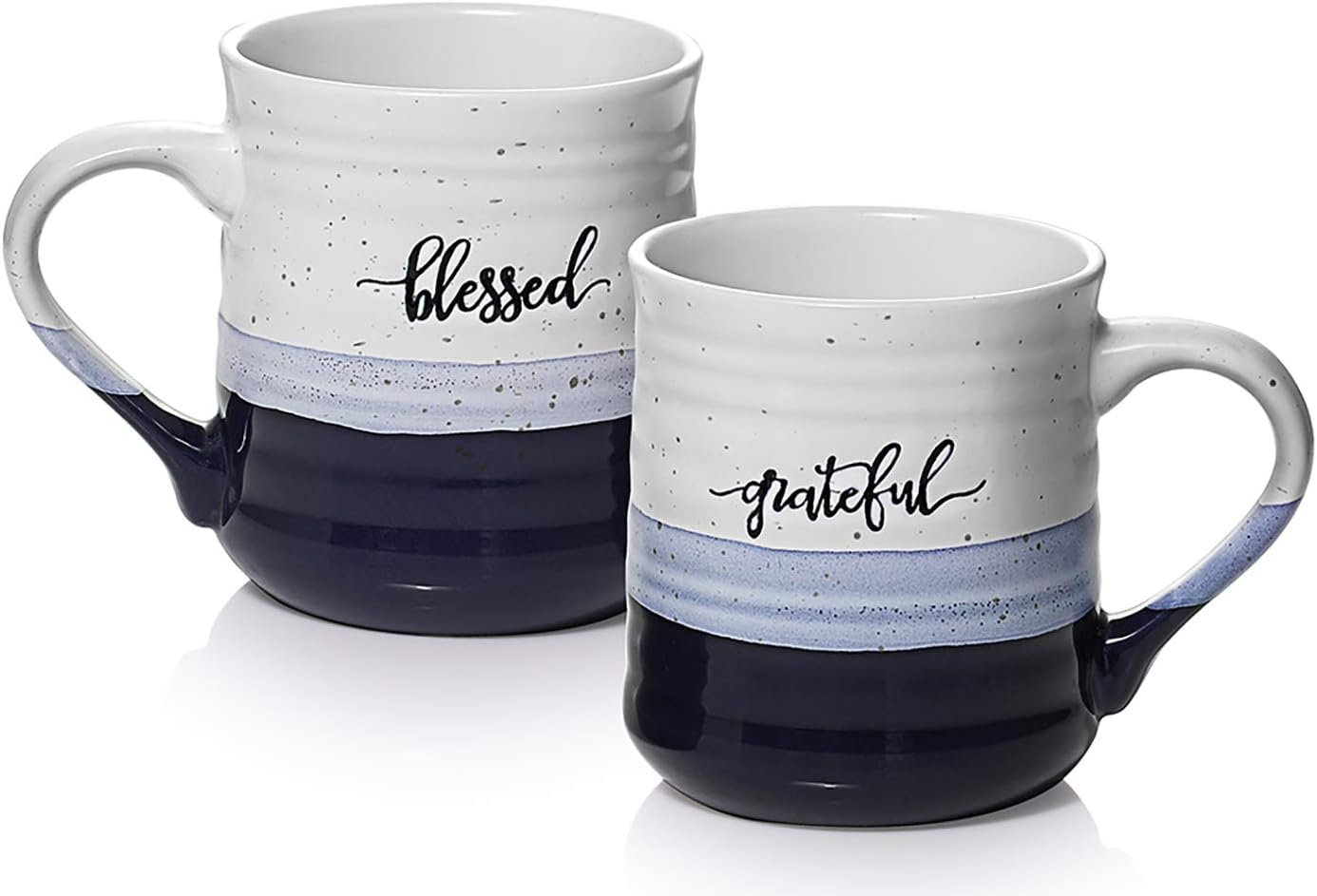 DOWAN 20 oz Coffee Mugs, Large Mugs with Word Blessed Grateful, Porcelain Coffee Cup, Thank You Gifts for Mom Dad, Set of 2 | Large Mugs, Coffee Cup - Image 8