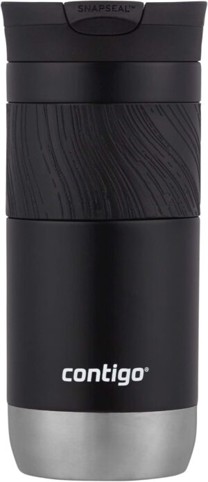 Contigo Byron Vacuum-Insulated Stainless Steel Travel Mug with Leak-Proof Lid Reusable Coffee Mug or Water Bottle BPA-Free 16oz Licorice Keeps Beverages Hot for 6 Hours or Cold for 12 Hours