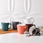 Fingerprint Ceramic Coffee Mugs Set of 6,11 oz Coffee Cups with Handle, Latte Mug, Coffee Mug Set for Women, Men, Microwave Safe, Modern, Unique Style