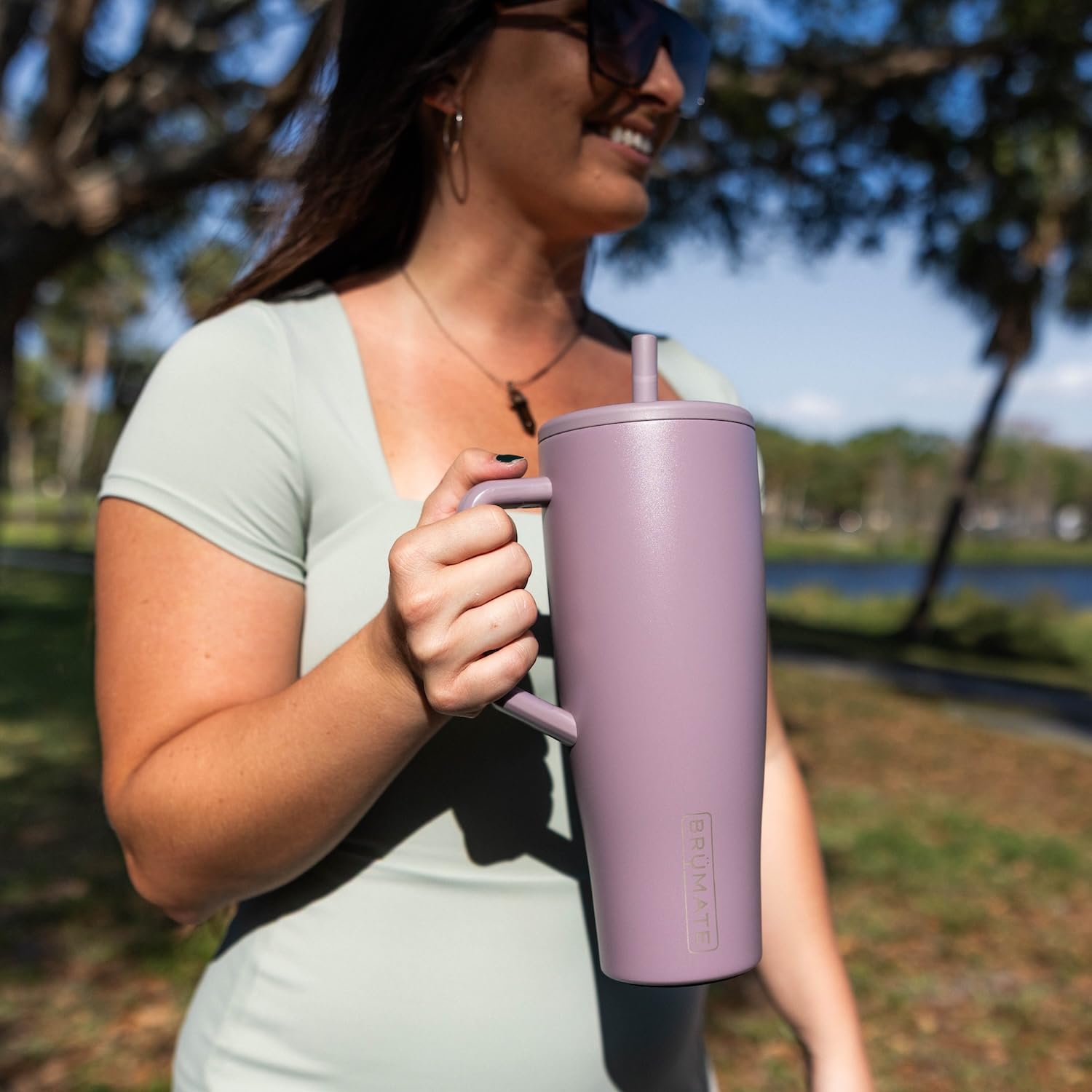 BrüMate Era 40 oz Tumbler with Handle and Straw | 100% Leakproof Insulated Water Bottle Tumbler with Lid and Flexible SoftSip Straw | Made of Stainless Steel | Cup Holder Friendly | 40oz (Lilac Dusk) - Image 5