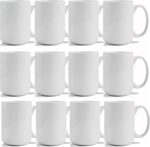 TANGLONG Sublimation Mugs 15 oz, Sublimation Blanks, Bulk Coffee Mugs,White Cups for Coffee,Latte, Soup, Milk, Hot Cocoa Set of 12