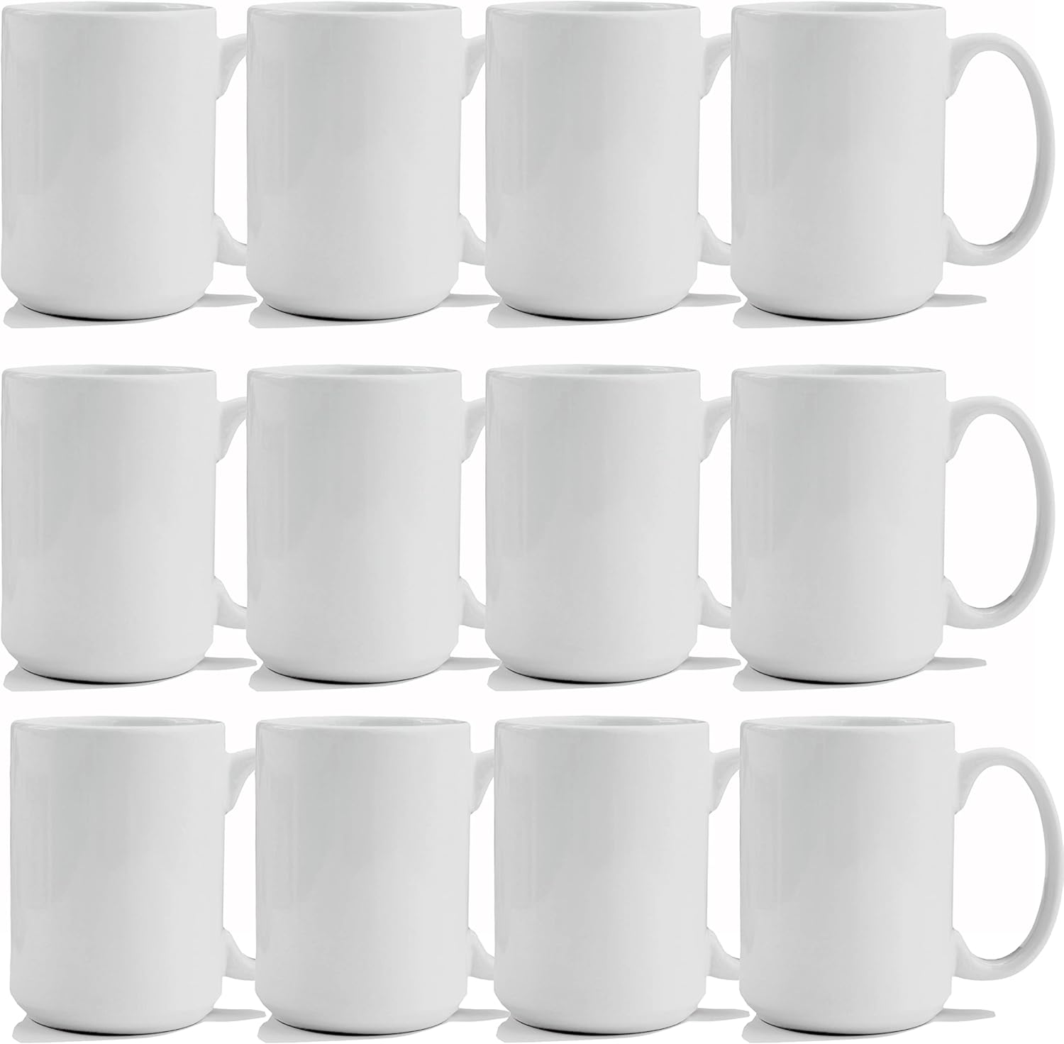 TANGLONG Sublimation Mugs 15 oz, Sublimation Blanks, Bulk Coffee Mugs,White Cups for Coffee,Latte, Soup, Milk, Hot Cocoa Set of 12