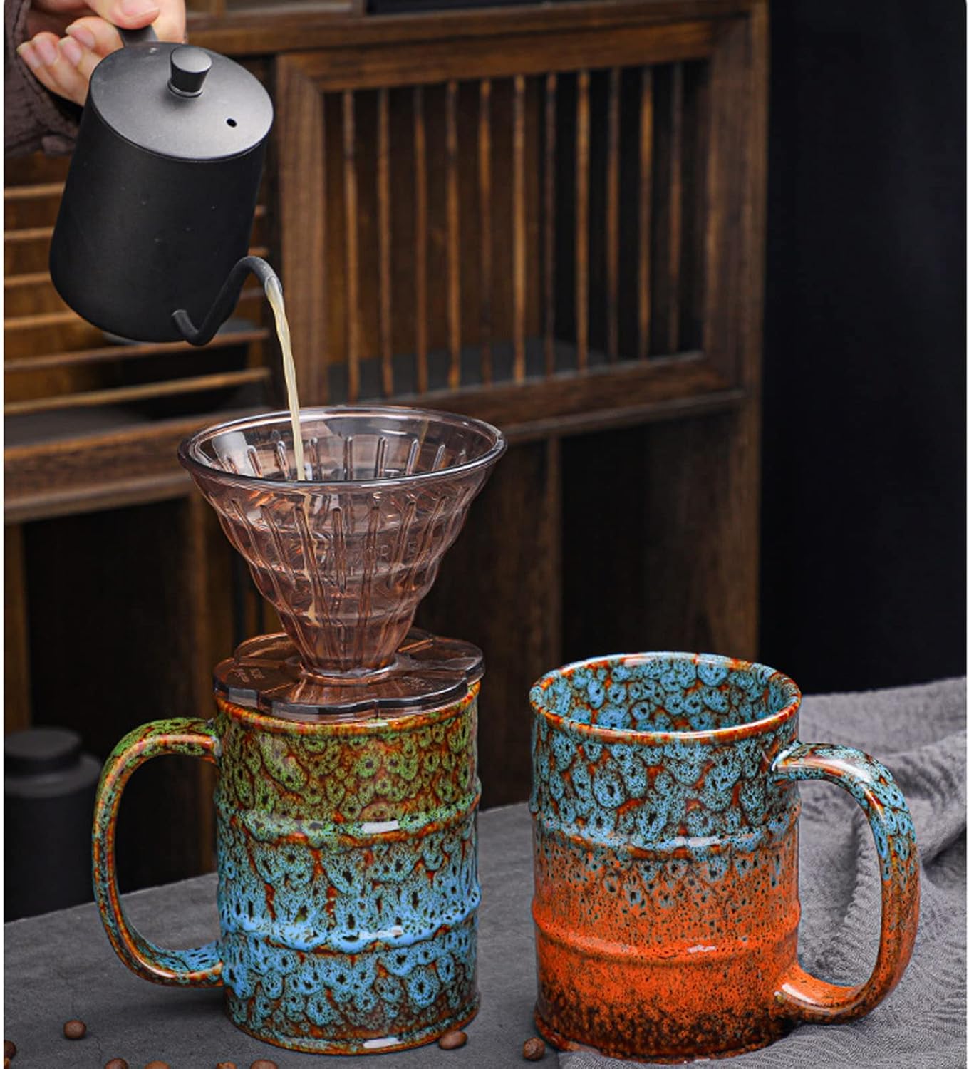 Ceramic 20 oz Coffee Mugs - Large Tea Cup for Office and Home - Dishwasher and Microwave Safe (1, Green and Blue) - Image 7