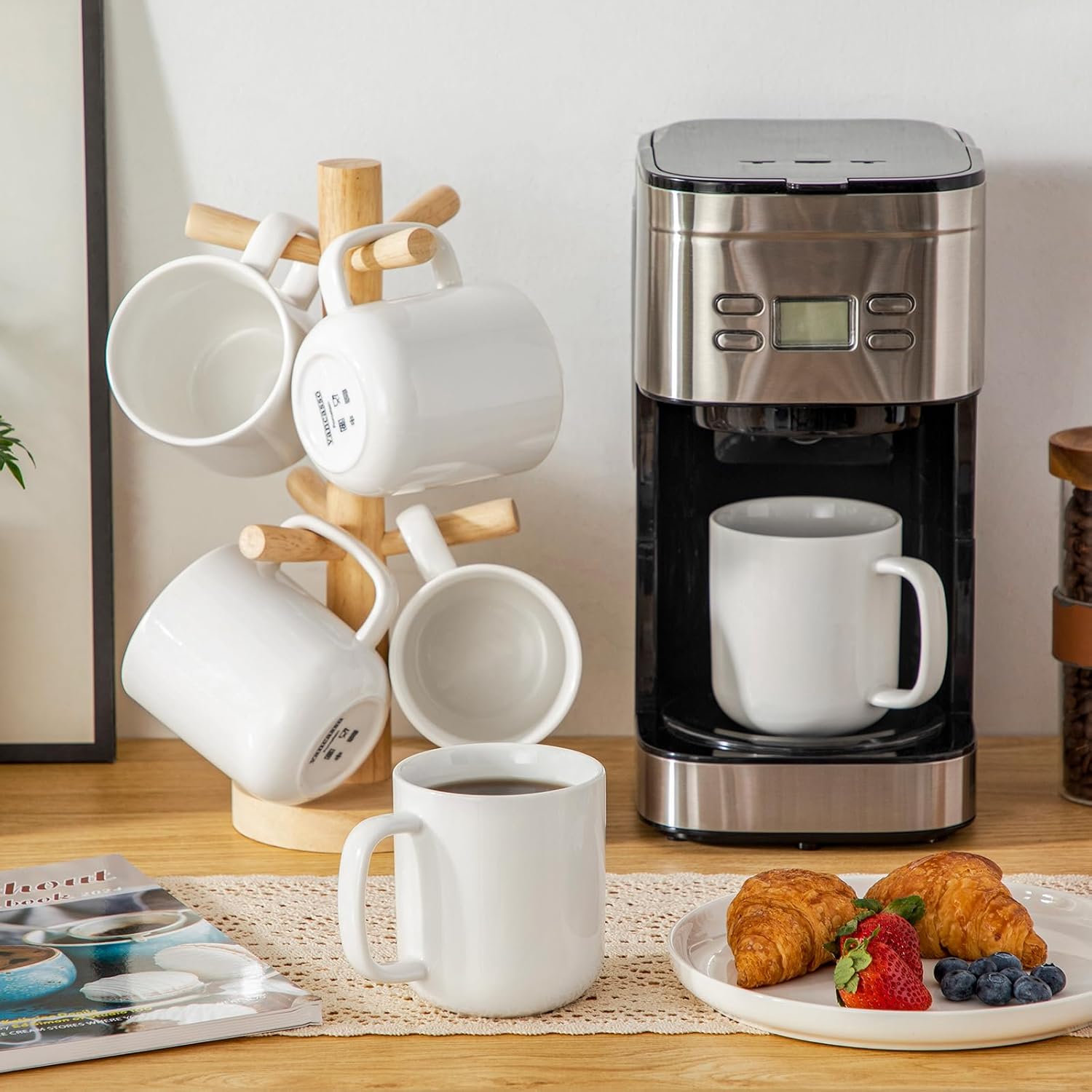 vancasso Porcelain Coffee Mugs Set, 16 oz Ceramic Coffee Cups for Americano Hot Tea Iced Coffee Cold Brew Cocoa Milk Mugs Set of 6, Dishwasher & Microwave Safe, White - Image 7