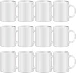 TANGLONG Sublimation Mugs Blank, Tazas Para Sublimacion, White Ceramic Sublimation Cups, Bulk Mugs for Coffee, Tea, Latte, Soup, Milk, Hot Cocoa 11 oz Set of 12