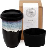 NOVA CERAMICS 12oz Travel Coffee Mug - Unique Microwave & Dishwasher Safe Tumbler With Lid - Gifts For Women & Men