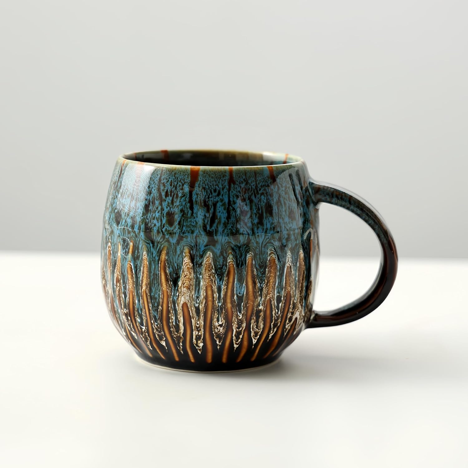 20oz Large Coffee Mug - Unique Handcrafted Look Ceramic Cup, Large Tea Mug, Microwave & Dishwasher Safe (blue) - Image 4