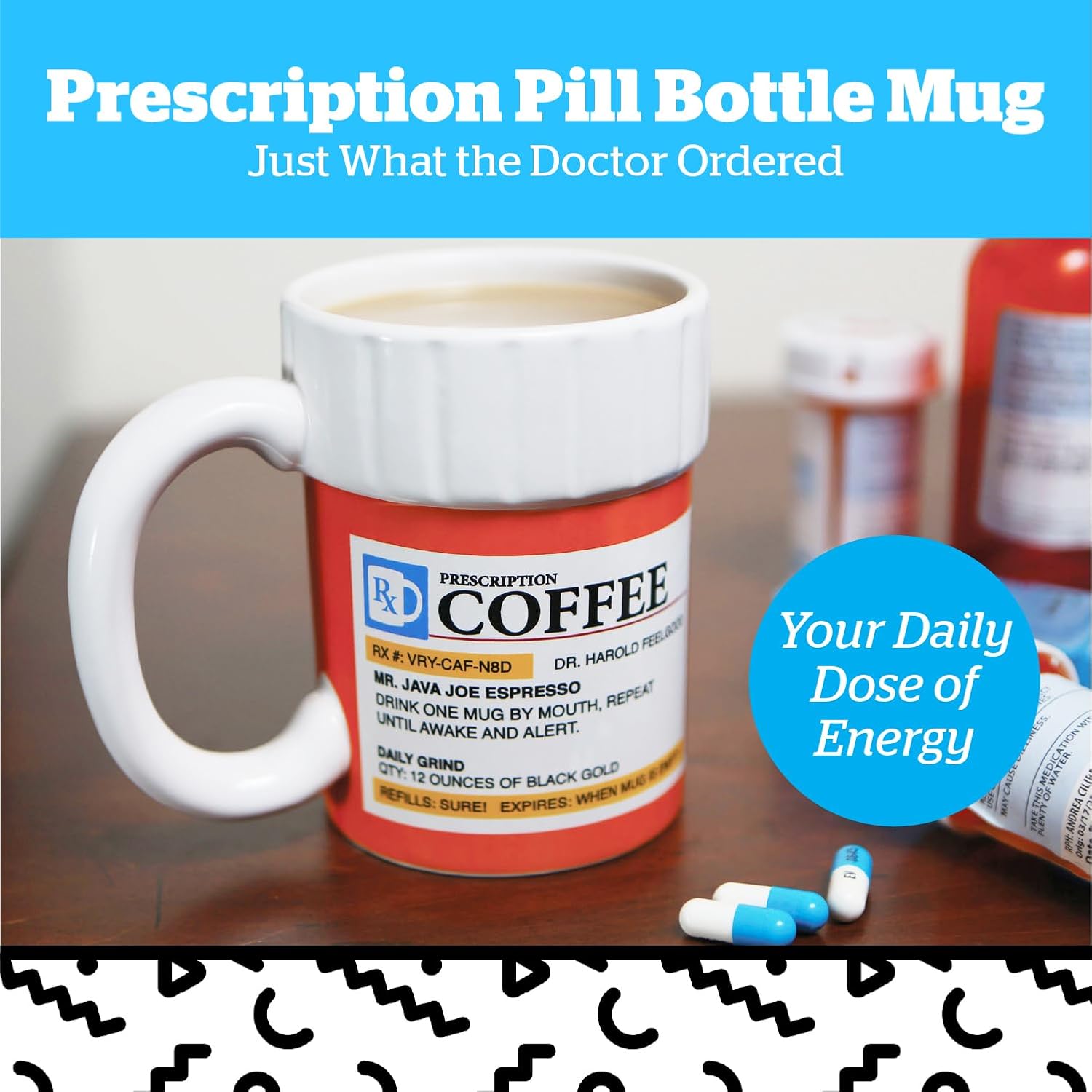 BigMouth Inc. Prescription Coffee Mug - Large Funny Prescription Coffee Cup - Unique Pharmacy Gifts - Hilarious Novelty and Gag Gifts for Doctor - Dishwasher-Safe Ceramic Pill Bottle Coffee Cup - 12oz - Image 2