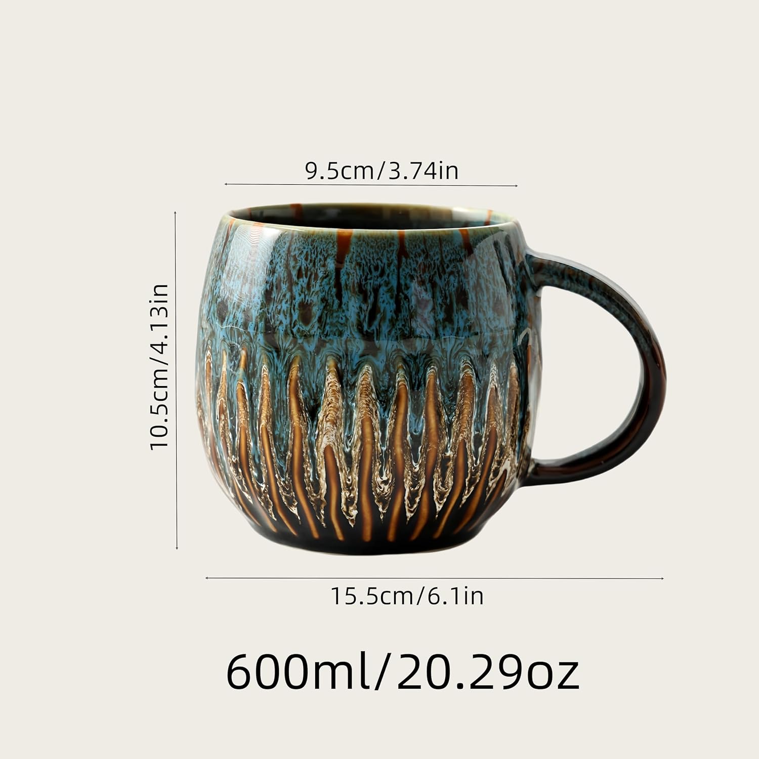20oz Large Coffee Mug - Unique Handcrafted Look Ceramic Cup, Large Tea Mug, Microwave & Dishwasher Safe (blue) - Image 2