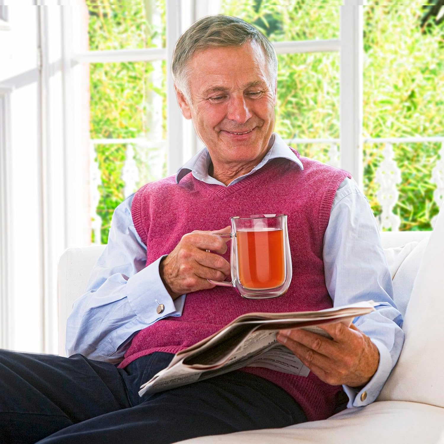 Double Walled Glass Coffee Mugs 16 OZ, Borosilicate Glass Coffee Cups Set of 4 with Spoons, Insulated Clear Coffee Mug for Hot Beverages, Cappuccino, Latte, Tea Bag. - Image 8