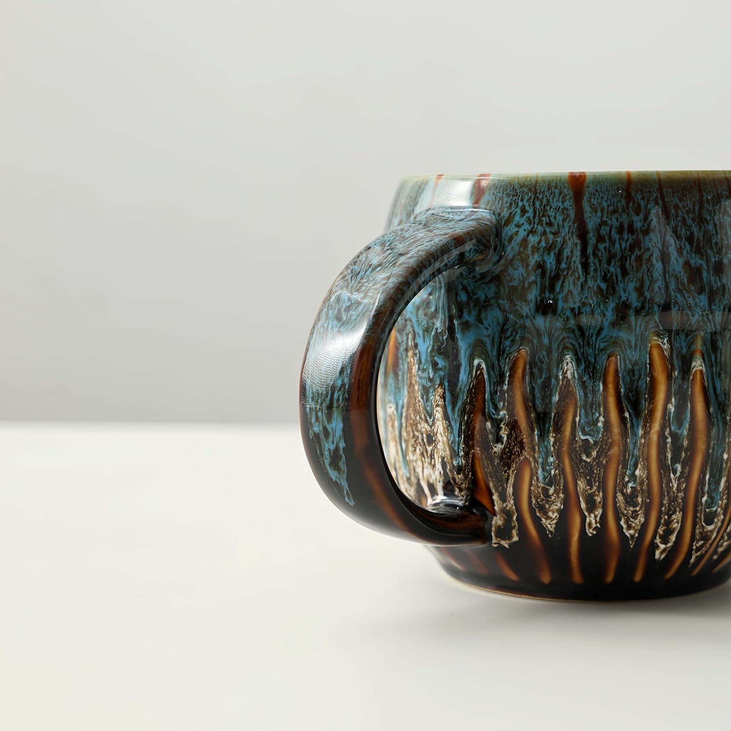 20oz Large Coffee Mug - Unique Handcrafted Look Ceramic Cup, Large Tea Mug, Microwave & Dishwasher Safe (blue) - Image 8