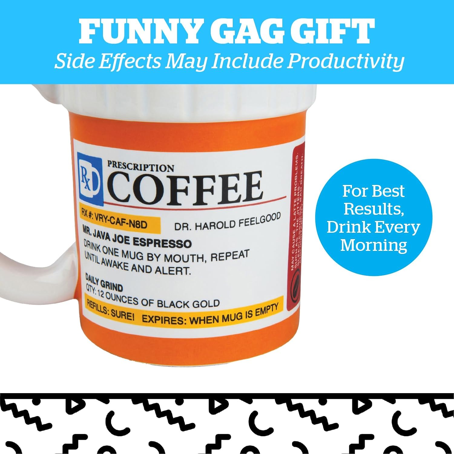BigMouth Inc. Prescription Coffee Mug - Large Funny Prescription Coffee Cup - Unique Pharmacy Gifts - Hilarious Novelty and Gag Gifts for Doctor - Dishwasher-Safe Ceramic Pill Bottle Coffee Cup - 12oz - Image 3