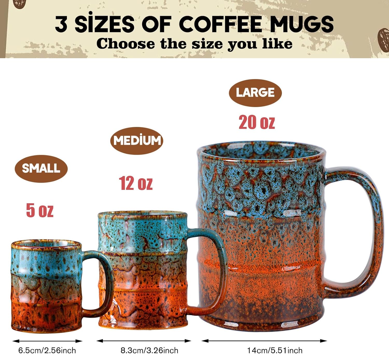 Ceramic 20 oz Coffee Mugs - Large Tea Cup for Office and Home - Dishwasher and Microwave Safe (1, Green and Blue) - Image 3