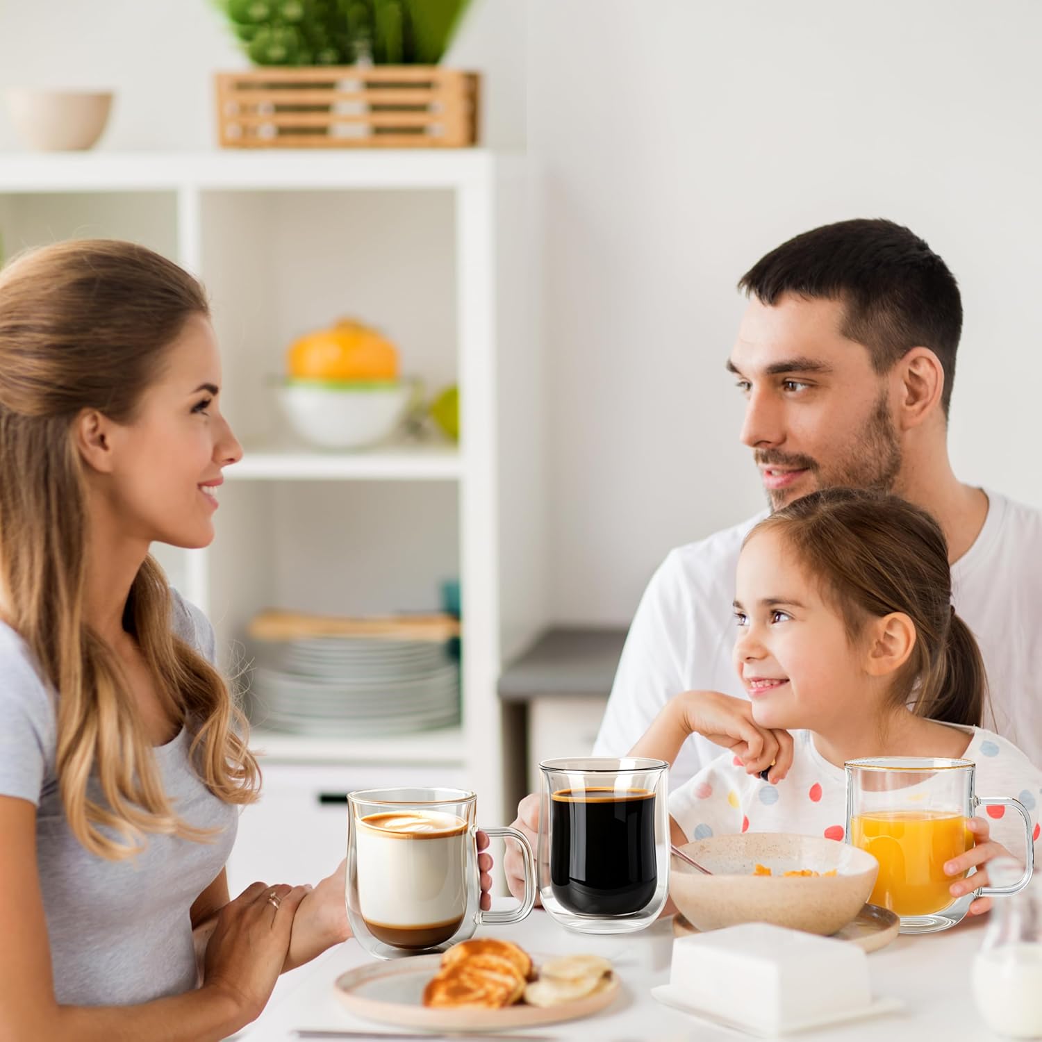 Double Walled Glass Coffee Mugs 16 OZ, Borosilicate Glass Coffee Cups Set of 4 with Spoons, Insulated Clear Coffee Mug for Hot Beverages, Cappuccino, Latte, Tea Bag. - Image 5